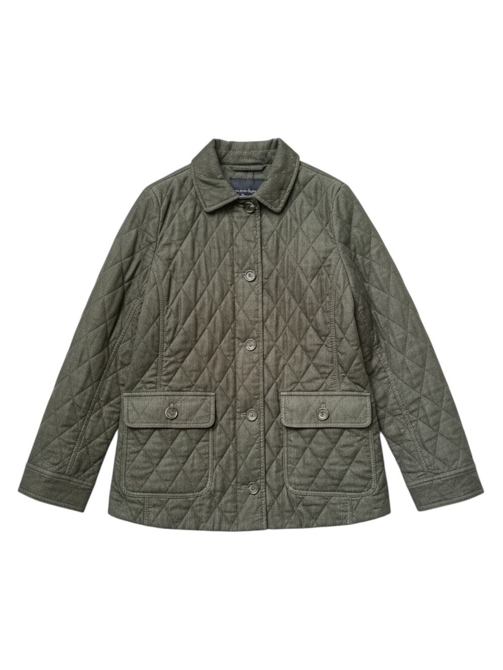 Talbots Quilted Corduroy Jacket, Women's Size L, Khaki Green